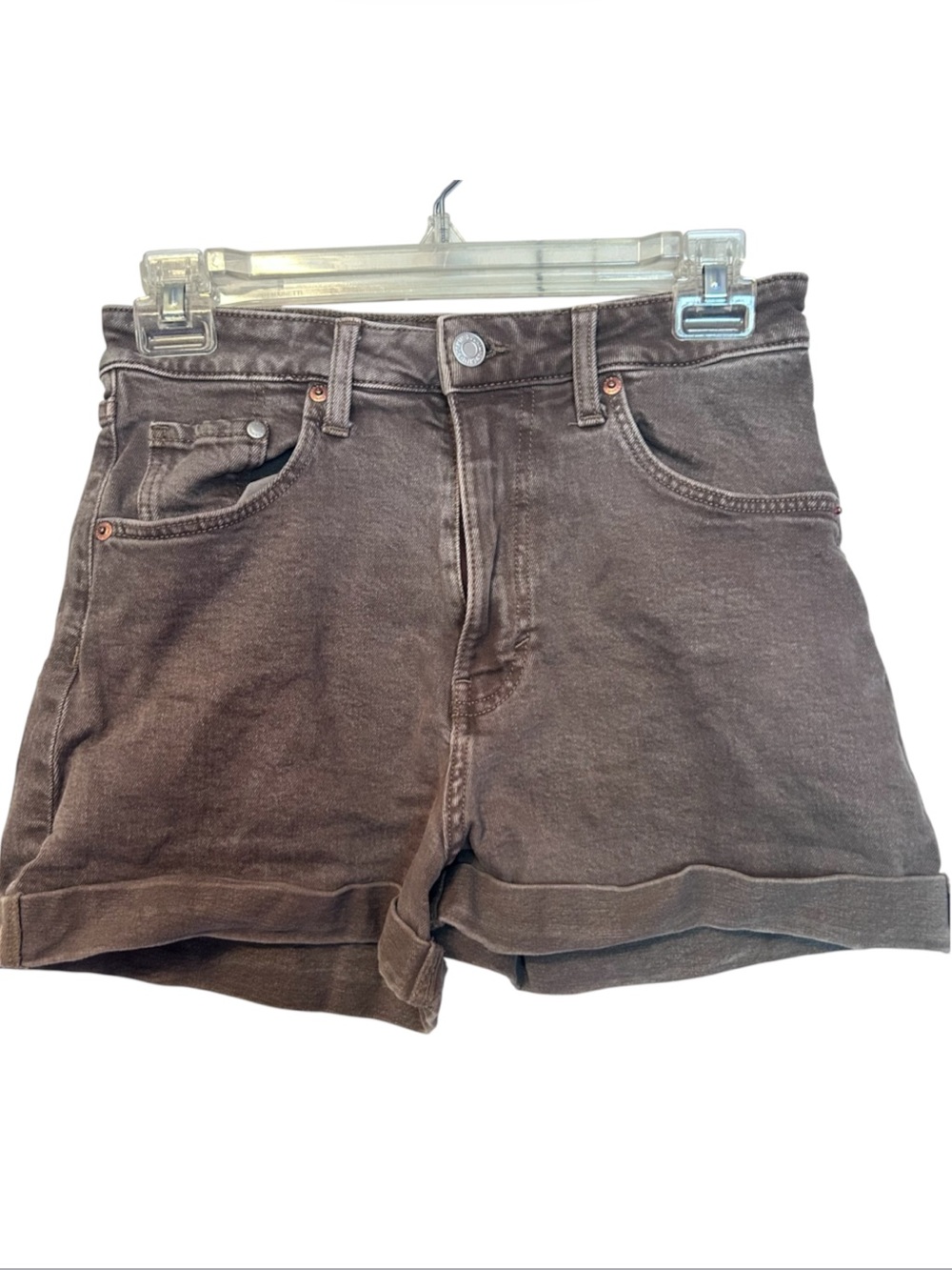 &Denim MOM SHORTS ULTRA HIGH WAIST SHORT MOM in Washed Grey Brown Size 4